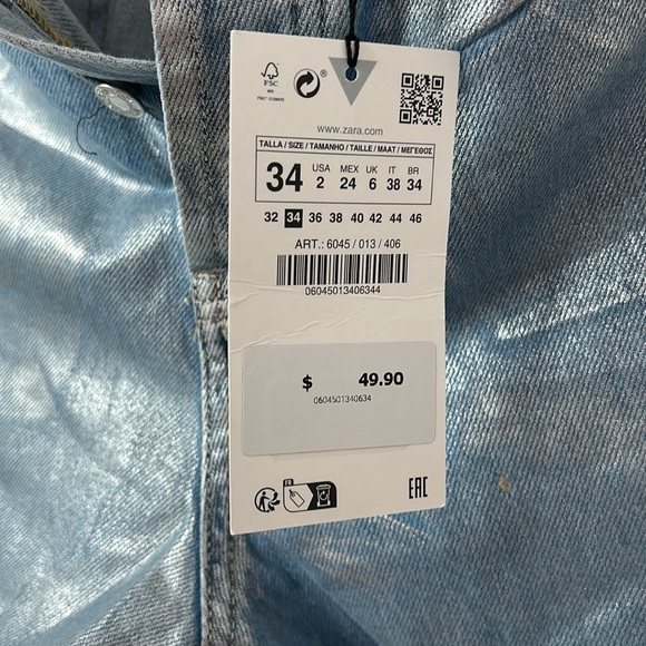 Zara metallic denim jean shorts 80s vintage - Picture 5 of 5